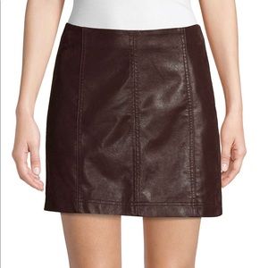 Free People Faux Leather Brown Mini Skirt